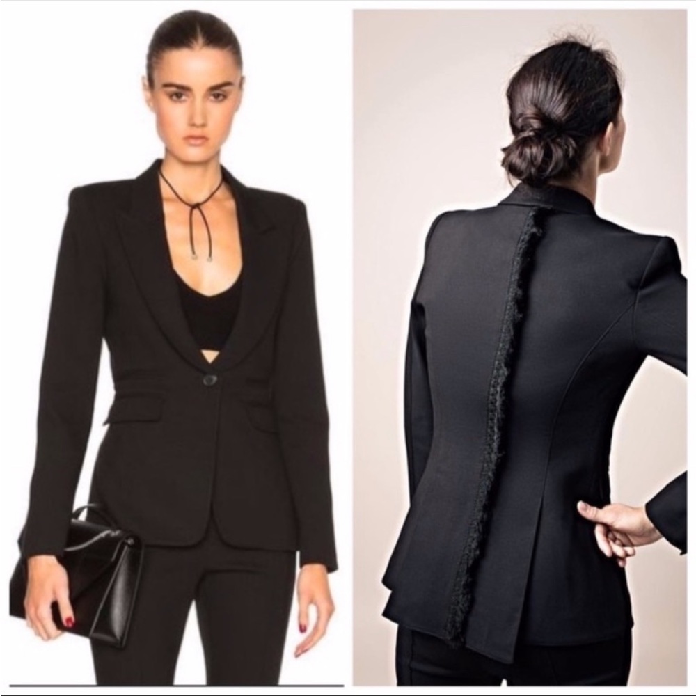 Smythe Black Tailored Blazer with Fringe Back Detail